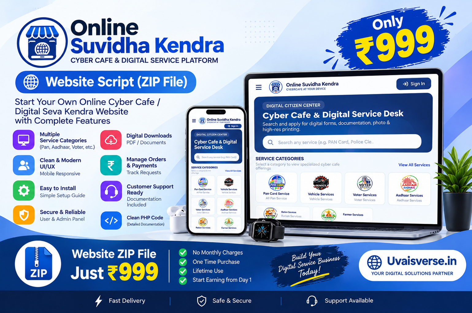 Online Suvidha Kendra – Cyber Cafe Website Script  PHP ZIP